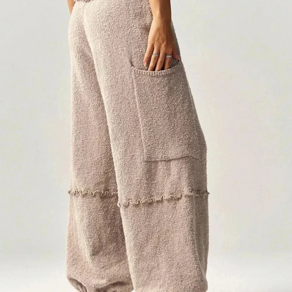 Brown Casual Women's High Waist Loose Baggy Sweater Pants With Cinched Ankles - Picture 8 of 8